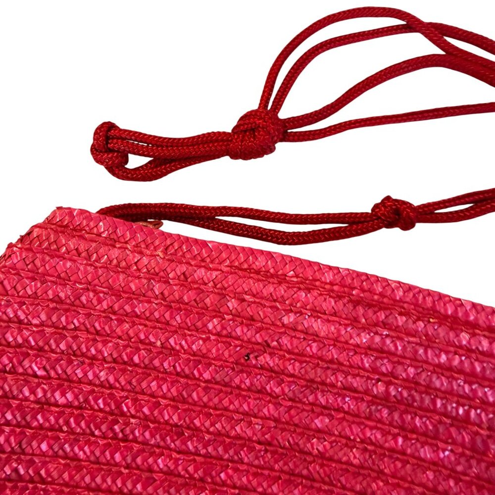 Pink Straw Woven Crossbody Purse Boho Indie Adjustable Strap Zipper Closure Bag - Picture 3 of 6